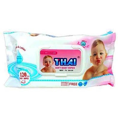 Picture of Thai Baby Wet Wipes (Pouch Pack)- 120Pcs Multicolor
