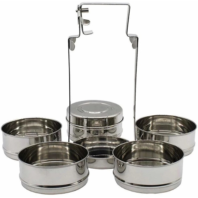 Picture of 5 Bowl Stainless Steel Food Carrier 18CM 304 FOOD GRADE Silver5BOWL