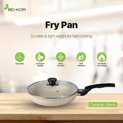 Picture of BD-KOR FRY PAN (18 CM) Non-Stick Premium Marble Coating with Glass Lid Multicolor
