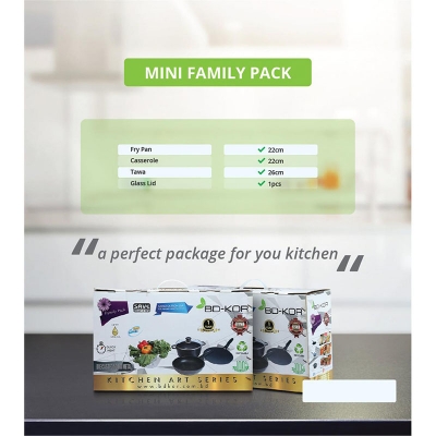 Picture of BD-KOR Non-Stick FAMILY PACK 4 Pcs Premium Marble Coating Grey