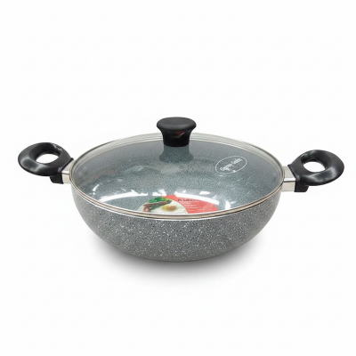 Picture of Kiam Marble Coated Karai With Glass Lid 30cm Multicolor30