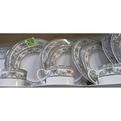 Picture of 32 pieces Ariane Brand dinner set for gift and home decoration- 6 Dinner Plates, 6 Half Plates, 1 Rice Dish, 1 Curry serving bowl, 6 Soup Bowl, 6+6 coffee cup + saucer Multicolor213