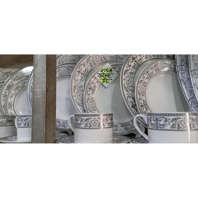 Picture of 32 pieces Ariane Brand dinner set for gift and home decoration- 6 Dinner Plates, 6 Half Plates, 1 Rice Dish, 1 Curry serving bowl, 6 Soup Bowl, 6+6 coffee cup + saucer Multicolor206A