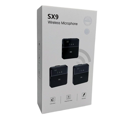 Picture of SX-9 Dual Wireless Lavalier Microphone Dual Mic 2.4G Noise Reduction Mini Mic for Android iPhone Type-C Vlog Interview YouTube Recording Wireless Microphone SX-9