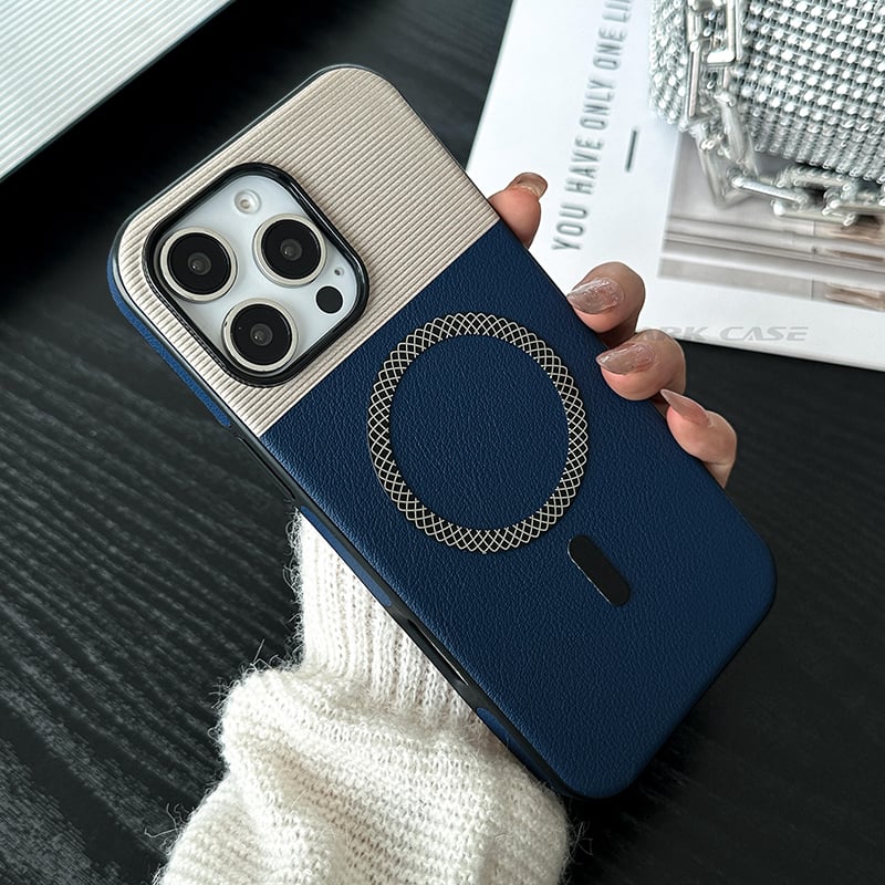 Picture of Splicing Pattern Leather Design Phone Case Accessories Wireless Charging Phone Cover for Samsung Note 8 / Note 9 / Note 10+ / A07 4G / A10 / A15/ A16 / A17 4G / S23 / S24 / A32 4G / A33 / A36 / A52 4G / A53 5G / A55 / A56 Leather Case