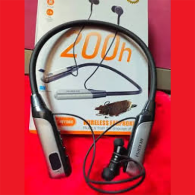 Picture of RECRSI RE-NY060 Wireless Neckband Earphones | 200-Hour Battery | HD Calls | Magnetic Design | TF Card Support | Type-C Charging | Sports & Gym Ready