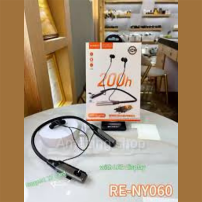 Picture of RECRSI RE-NY060 Wireless Neckband Earphones | 200-Hour Battery | HD Calls | Magnetic Design | TF Card Support | Type-C Charging | Sports & Gym Ready