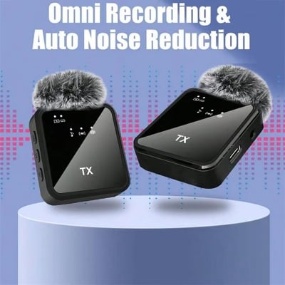 Picture of F15-2 Wireless Lavalier Microphone Dual Mic 2 in 1 Clip Mic for Android iPhone Type-C Lightning 3.5mm Vlog Video Recording Interview Noise Reduction Wireless Microphone