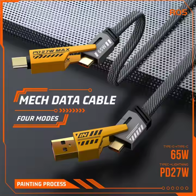Picture of Nylon Braided Zinc Alloy Material Hot Selling High Quality Pd 27W to 65W 4 in 1 Usb Fast Charging Data Cable for Iphone