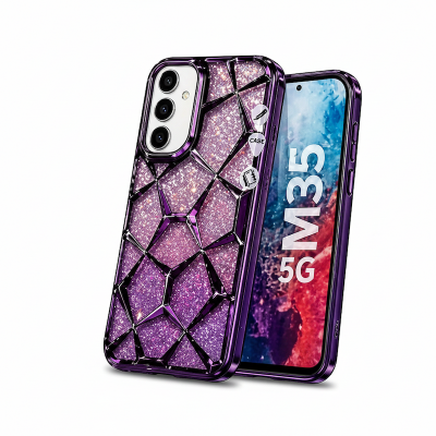 Picture of Luxury Glitter 3D Geometric Shockproof Phone Case For Samsung Galaxy M35 5G Back Cover Soft TPU Premium Marble Design Protective Case
