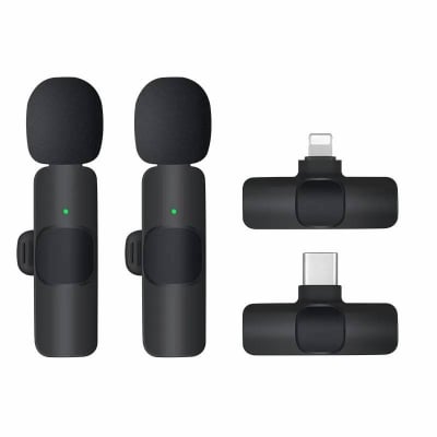Picture of K9 Dual Wireless Lavalier Microphone 2 Mic Set for Mobile | Type-C/Lightning Plug & Play | Noise Reduction Vlog Interview Mic for Android iPhone