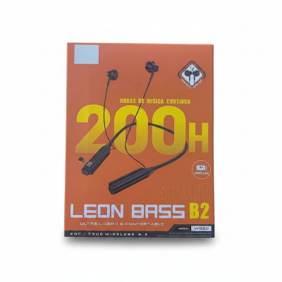 Picture of LEON BASS B2 Wireless Neckband Bluetooth Headphone V5.3 | 200 Hours Playback | Type-C Fast Charging | Memory Card Support | ENC Noise Reduction Sports Earphone