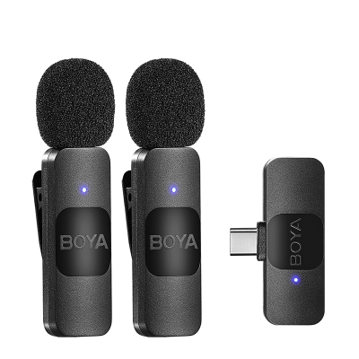 Picture of BOYA BY-MW3 Dual Wireless Microphone Type-C Lavalier Mic for Android Phone | Plug & Play Noise Reduction Recording Mic for Live Streaming, Vlog, Interview, Podcast, YouTube, Facebook Live