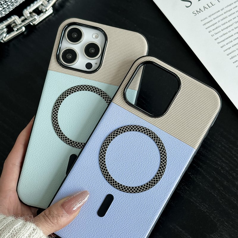 Picture of Splicing Pattern Leather Design Phone Case Accessories Wireless Charging Phone Cover for Samsung Note 8 / Note 9 / Note 10+ / A07 4G / A10 / A15/ A16 / A17 4G / S23 / S24 / A32 4G / A33 / A36 / A52 4G / A53 5G / A55 / A56 Leather Case