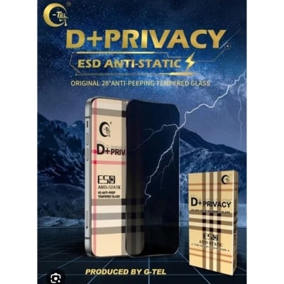 Picture of G-Tel D+ Privacy ESD Anti-Static Tempered Glass for iPhone 13 Pro Max– 28° Anti-Peep HD Privacy Screen Protector | Anti-Static Smooth Touch, Premium Full Glue Tempered Glass | Anti-Spy Protection for All iPhone Models | High Durability & Scratch Resistant