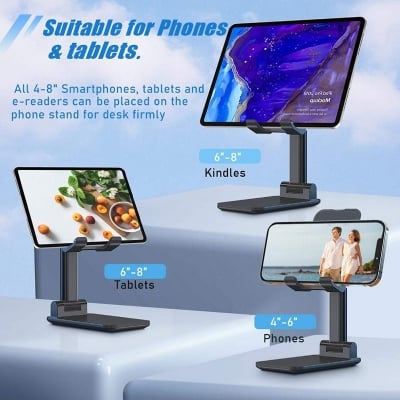 Picture of High Quality Nuoxin Angle Height Adjustable Cell Phone Holder with Silicon Pad for Desk Fully Foldable Portable Mobile Phone Tablet Stand