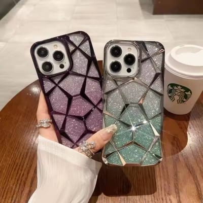 Picture of Vivo Y02 / Vivo Y16 Luxury Glitter 3D Geometric Back Cover Shockproof Soft TPU Premium Stylish Phone Case