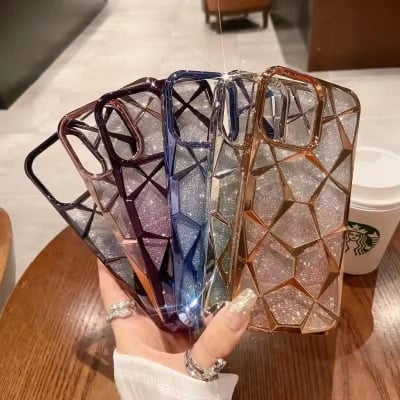 Picture of Vivo Y02 / Vivo Y16 Luxury Glitter 3D Geometric Back Cover Shockproof Soft TPU Premium Stylish Phone Case