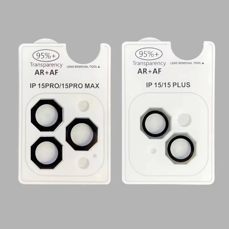 Picture of Hot Selling Octagonal AR + AF Anti-reflection Metal Aluminum Alloy Tempered Glass 3D Camera Lens Protector wth Easy Installation for iPhone 11/12/12mini/11Pro/11ProMax/12Pro/12ProMax/13/13Mini/13Pro/13ProMax/14/14Plus/15/15Plus/15Pro/15ProMax/16/16Plus/17