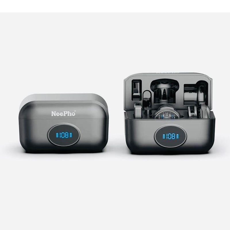 Picture of NP-59 Dual Wireless Microphone 2 in 1 with Type-C & Lightning Receiver | Noise Reduction Lavalier Mic for Android iPhone YouTube Video Recording Live Streaming Interview