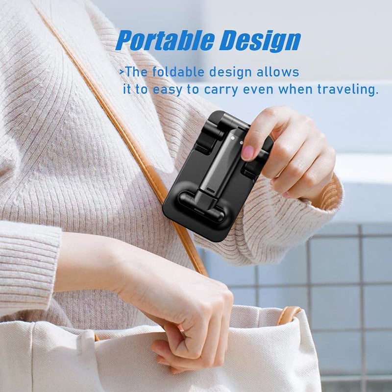 Picture of High Quality Nuoxin Angle Height Adjustable Cell Phone Holder with Silicon Pad for Desk Fully Foldable Portable Mobile Phone Tablet Stand