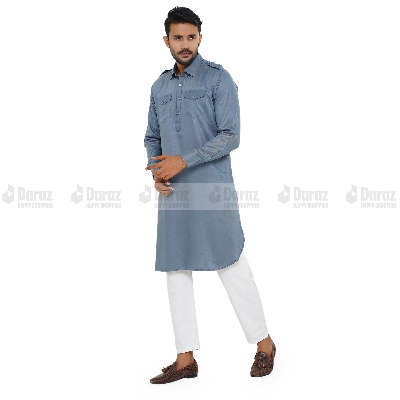 Picture of Premium Quality Ash Color Semi Long  Kabli for Men.(Dark Ash,Int:M)