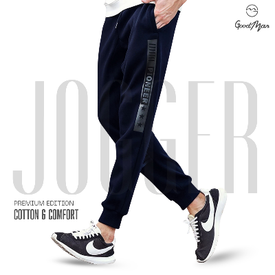 Picture of Premium Quality Navy Cotton Trendy Joggers for Men.(Navy Blue,Int:30)