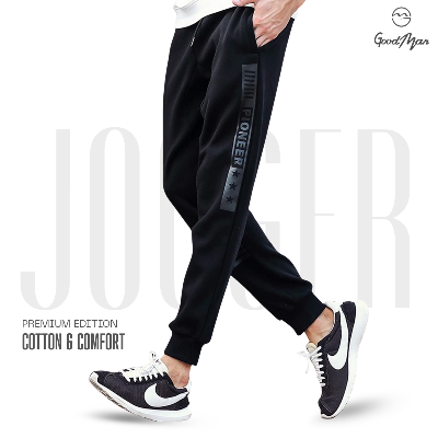 Picture of Premium Quality Black Cotton Trendy Joggers for Men.(Black,Int:30)