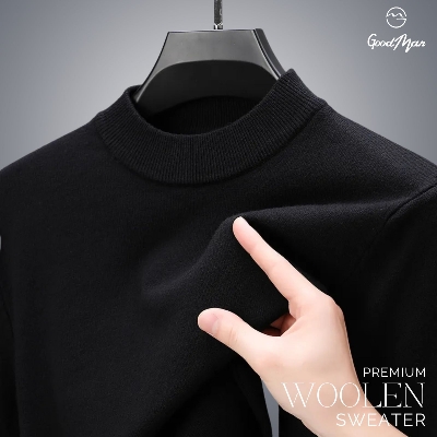 Picture of Premium Quality Solid Black Color High Neck Cotton Full Sleeve Sweater for Men(Black,Int:XL)