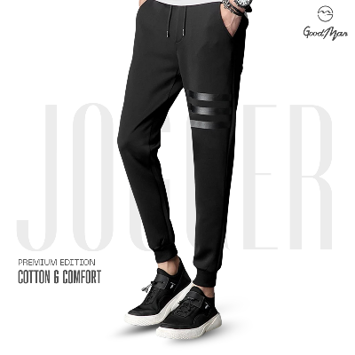 Picture of Premium Quality Black Cotton Trendy Joggers for Men. - Trouser For Men(Black,Int:32)