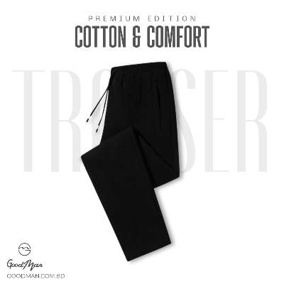 Picture of Premium Quality Black Color Cotton Trouser for Men.(Black,Int:32)