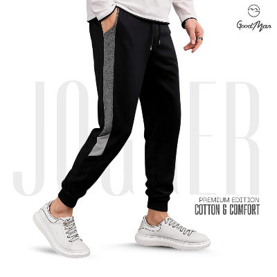 Picture of Premium Quality Black Color Cotton Trendy Joggers for Men. - Trouser For Men(Black,Int:28)