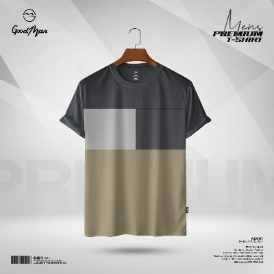 Picture of GoodMan Premium Quality Dark Gray Color Cotton Short Sleeve T Shirt for Men.(Black,Int:L)