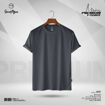 Picture of GoodMan Premium Quality Dark Ash Color Solid Cotton Short Sleeve T Shirt for Men.(Dark Ash,Int:XXL)