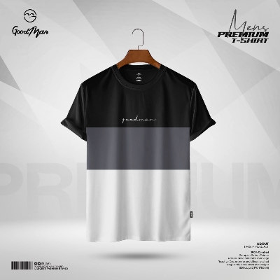 Picture of GoodMan Premium Quality Black Color Cotton Short Sleeve T Shirt for Men.(Black,Int:XL)