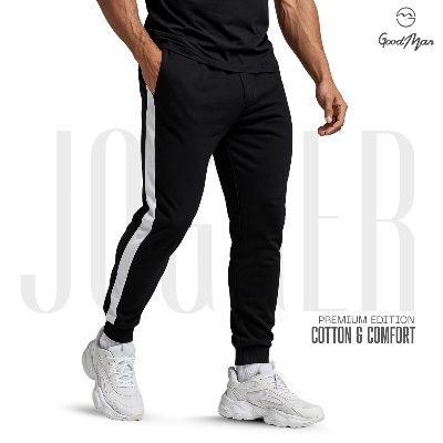 Picture of Premium Quality Black Color Cotton Trendy Joggers for Men. - Trouser For Men(Black,Int:30)