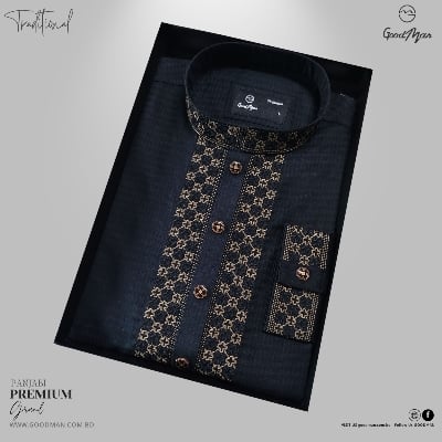 Picture of GoodMan Premium Quality Black Color Semi Long Panjabi for Men.(Black,Int:M)
