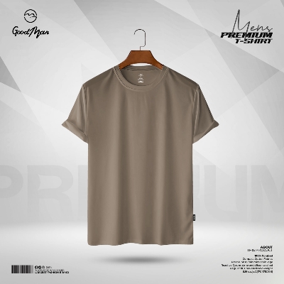 Picture of GoodMan Premium Quality Brown Color Solid Cotton Short Sleeve T Shirt for Men.(Brown,Int:XL)