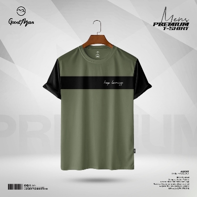 Picture of GoodMan Premium Quality Olive Color Cotton Short Sleeve T Shirt for Men.(Olive,Int:L)