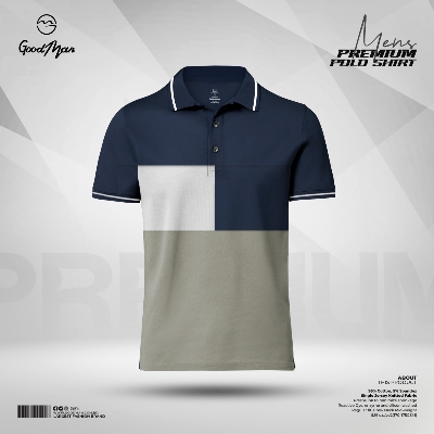 Picture of GoodMan Premium Quality Navy Blue Color Cotton Short Sleeve Polo T Shirt for Men.(Navy Blue,Int:XL)