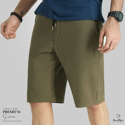 Picture of Premium Quality Olive Color Cotton Short Pant for Men.(Olive,Int:30)
