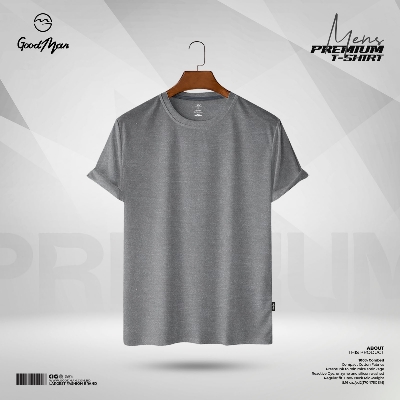 Picture of GoodMan Premium Quality Gray Melange Color Solid Cotton Short Sleeve T Shirt for Men.(Gray Melange,Int:M)