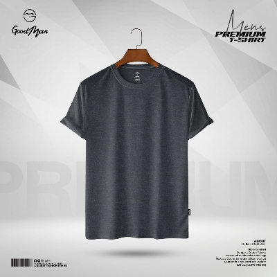 Picture of GoodMan Premium Quality Anthra Melange Color Solid Cotton Short Sleeve T Shirt for Men.(Anthra Melange,Int:L)