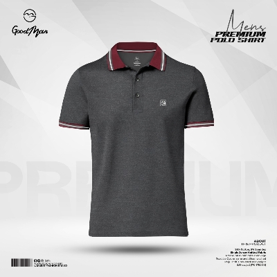 Picture of GoodMan Premium Quality Dark Gray Color Cotton Short Sleeve Polo T Shirt for Men.(Dark Gray,Int:XXL)