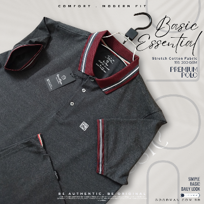Picture of GoodMan Premium Quality Dark Gray Color Cotton Short Sleeve Polo T Shirt for Men.(Dark Gray,Int:XL)