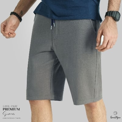 Picture of Premium Quality Dark Gray Color Cotton Short Pant for Men.(Dark Grey,Int:28)