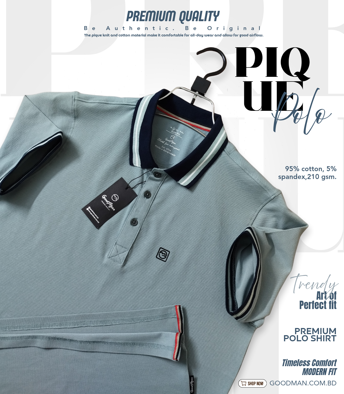 Picture of GoodMan Premium Quality Turquoise Color Cotton Short Sleeve Polo T Shirt for Men.(Turquoise,Int:M)
