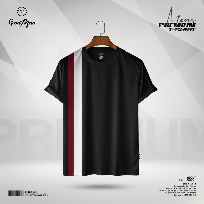 Picture of GoodMan Premium Quality Black Color Cotton Short Sleeve T Shirt for Men.(Black,Int:XL)