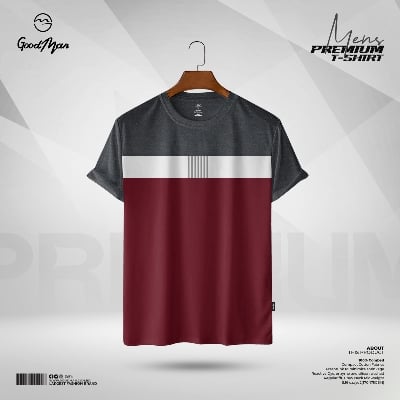 Picture of GoodMan Premium Quality Maroon Color Cotton Short Sleeve T Shirt for Men.(Maroon,Int:XL)