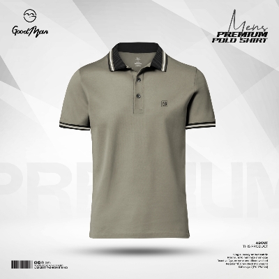 Picture of GoodMan Premium Quality Beige Color Cotton Short Sleeve Polo T Shirt for Men.(Beige,Int:XXL)